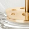 Handblown clear glass, brass plated stainless steel